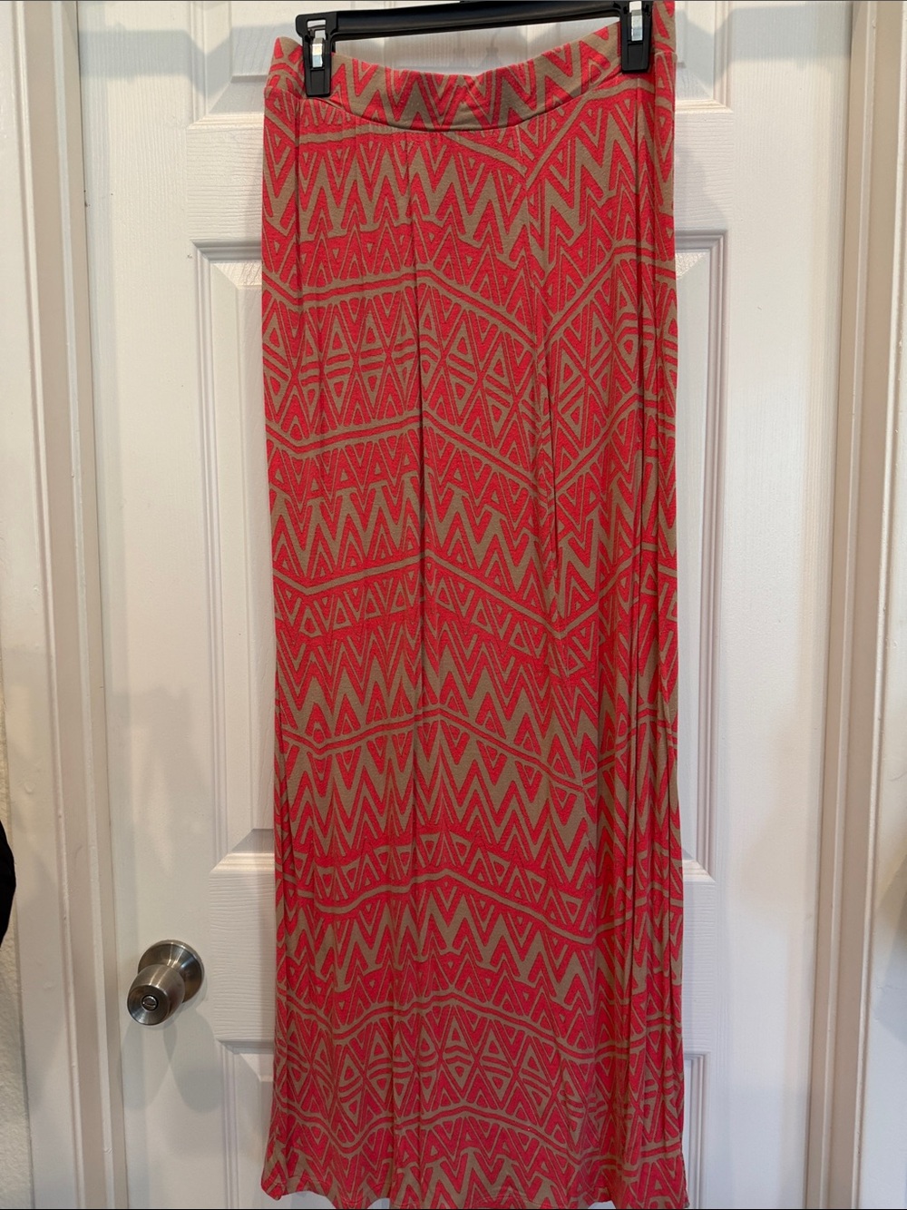 Apt. 9 Coral and Tan Geometric Maxi Skirt & Matching Color Tank